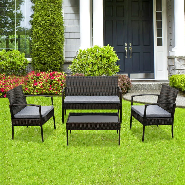 Details about   Home New Rattan Iron Wicker Lover Chair Patio Pool Furniture Garden Balcony Seat